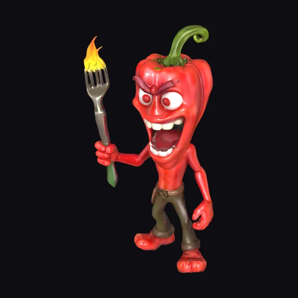 Angry Red Pepper Character