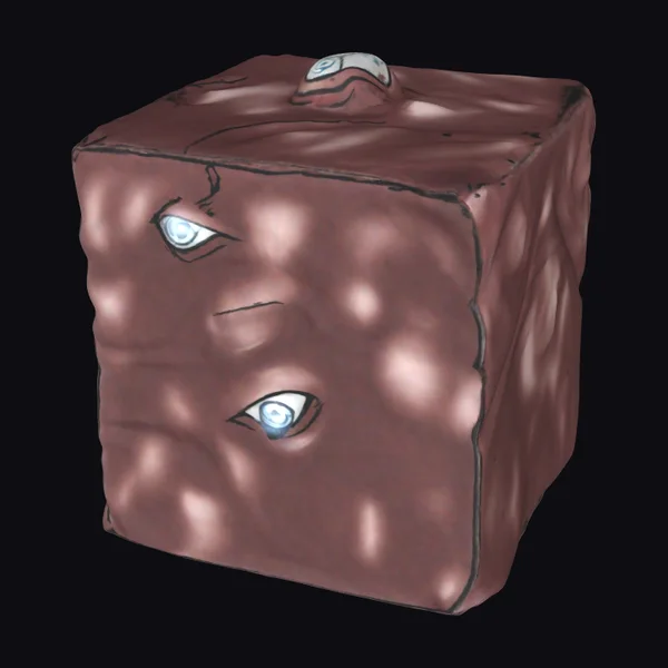 Brown Cube with Eyes