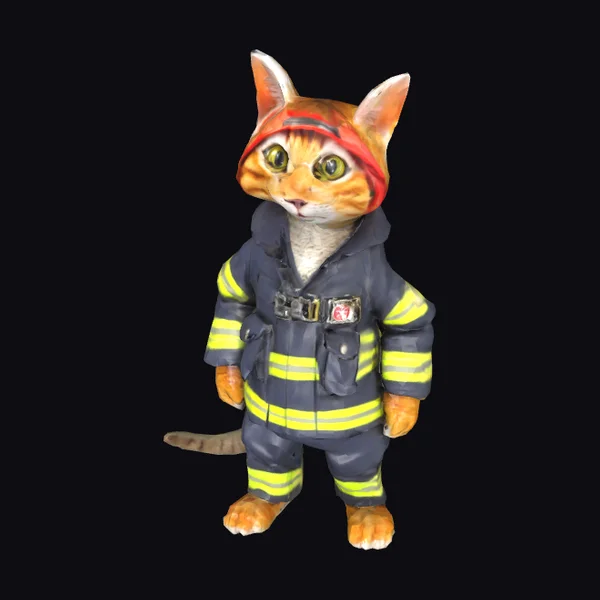 Anthropomorphic Firefighter Cat