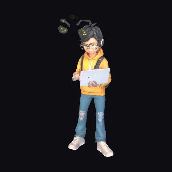 Student with Laptop Coding