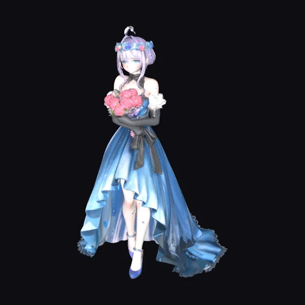 Anime Bride with Bouquet