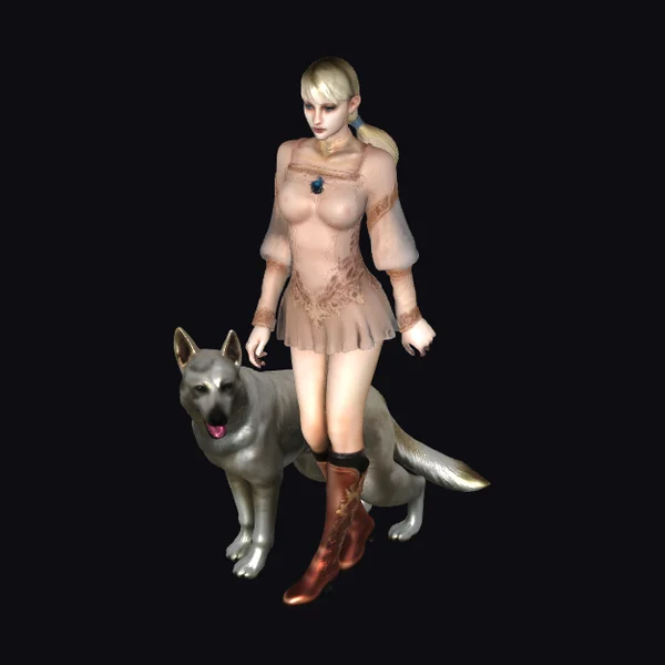 Woman with Dog Companion