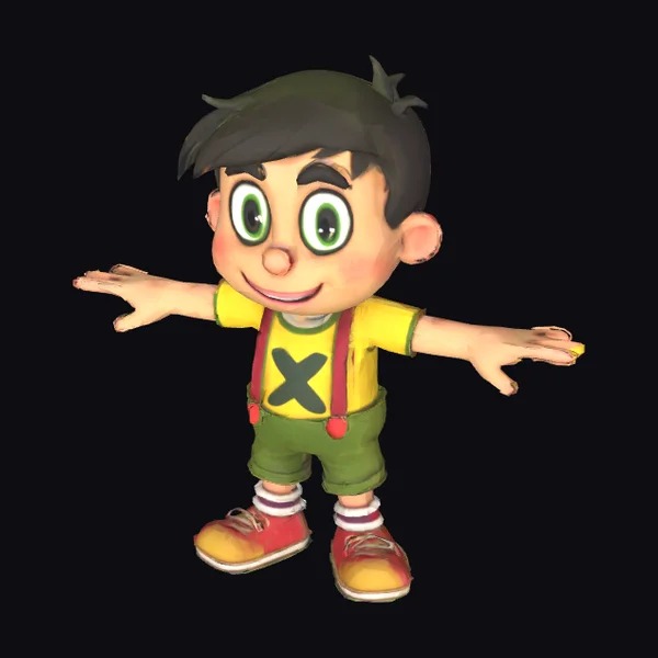 Cartoon Boy with Suspenders