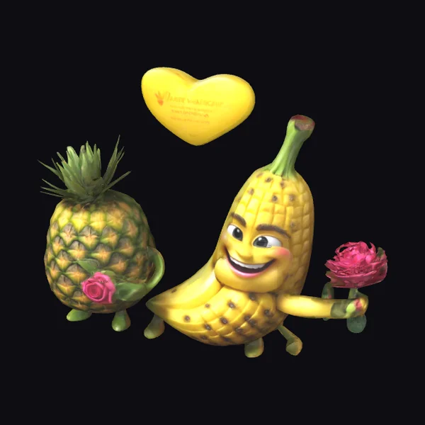 Smiling Banana and Pineapple