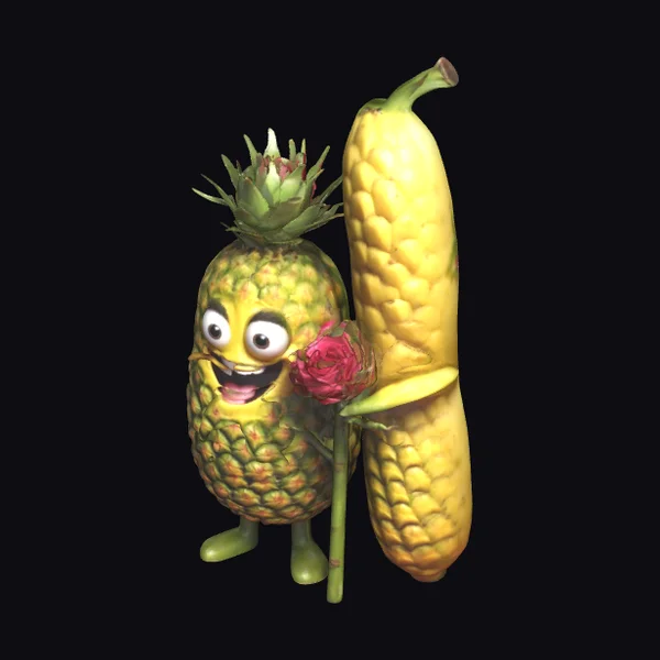 Smiling Pineapple and Banana