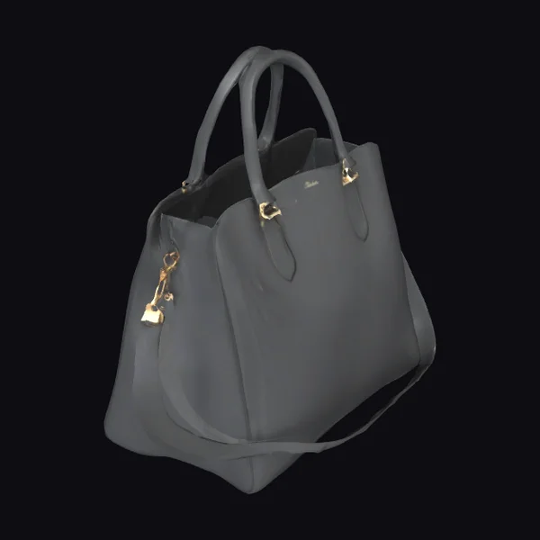 Gray Leather Handbag