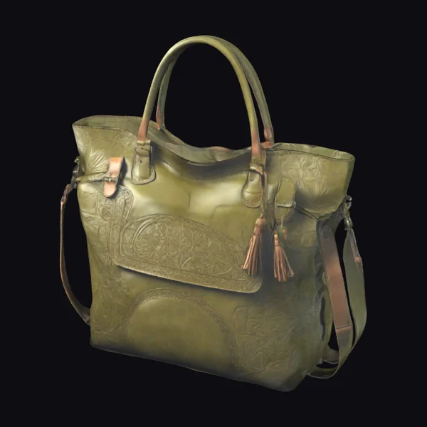 Olive Leather Tote Bag