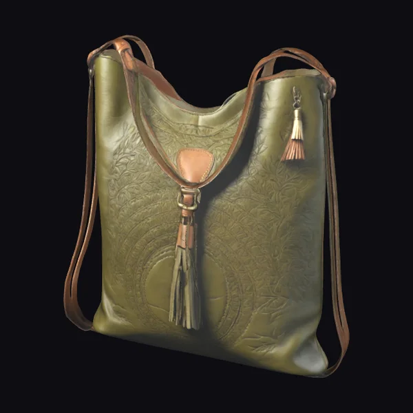 Olive Leather Tassel Bag