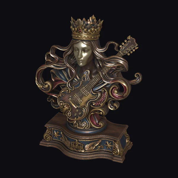 Golden Crowned Guitar Queen Bust