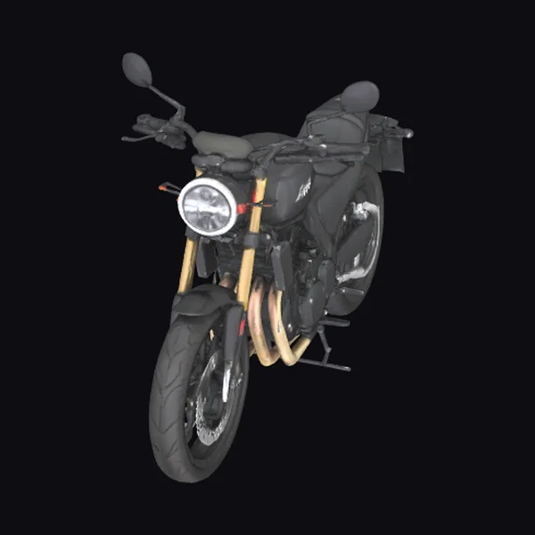 Black Motorcycle with Gold Forks