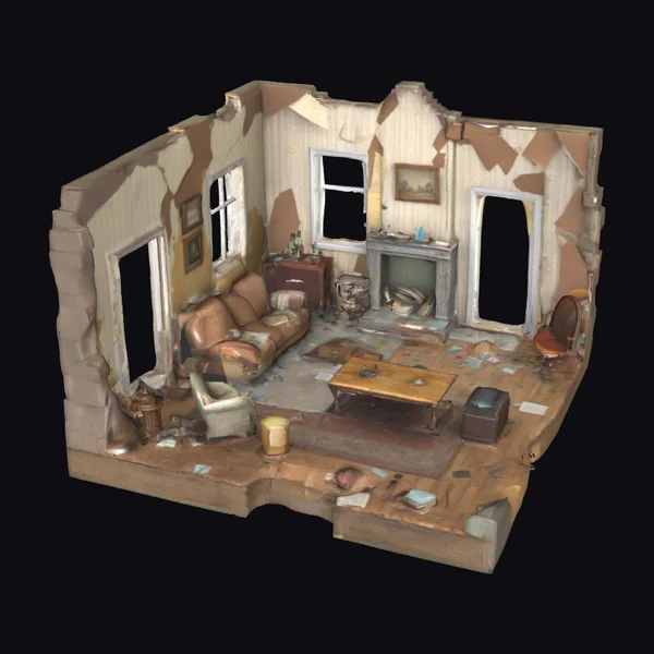 Dilapidated Living Room Interior