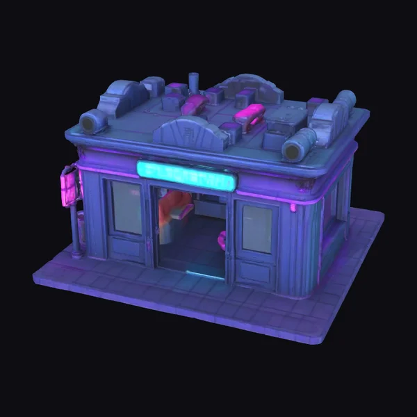 Cyberpunk Storefront Building
