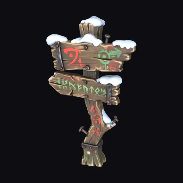 Wooden Signpost with Symbols