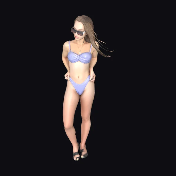 Woman in Lilac Swimsuit