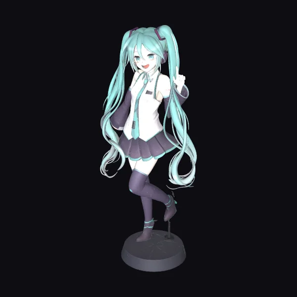 Teal Anime Girl Figure