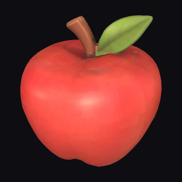 Red Apple with Leaves