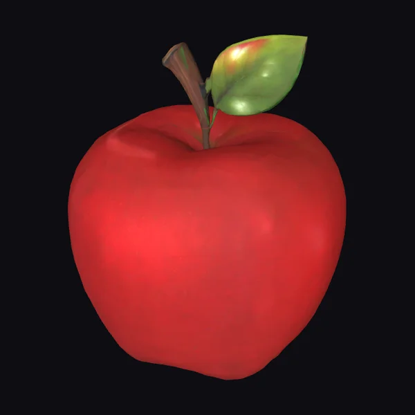Red Apple with Leaf