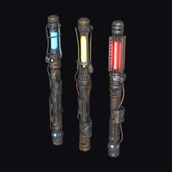 Cyberpunk Light Poles Trio