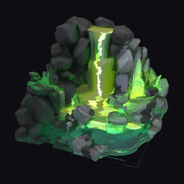 Glowing Rocky Waterfall Diorama