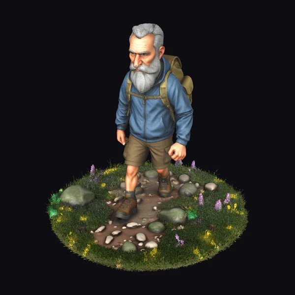 Hiking Man with Backpack
