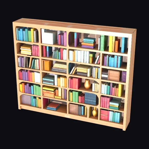 Wooden Bookshelf with Books