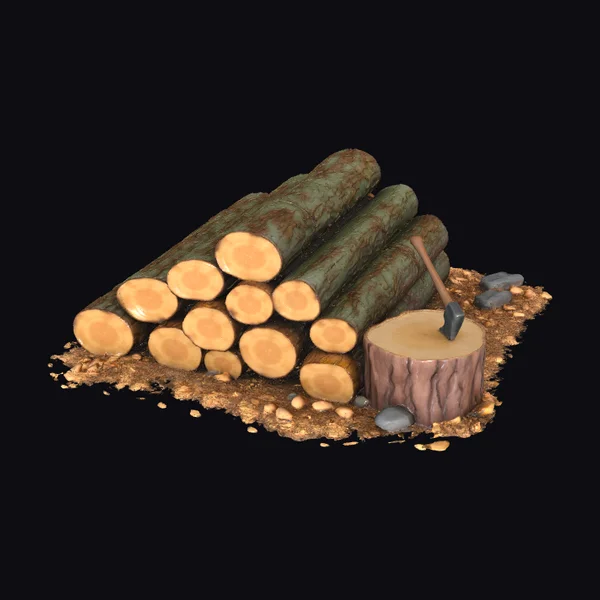 Woodpile with Axe