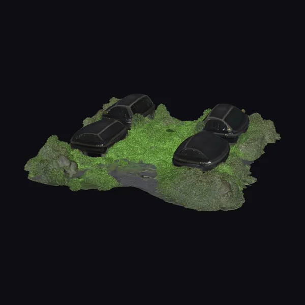 Abandoned Cars on Grass