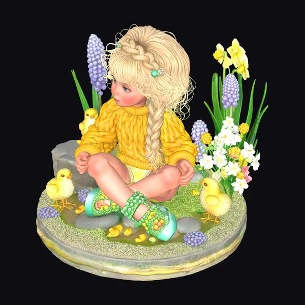 Little Girl with Chicks