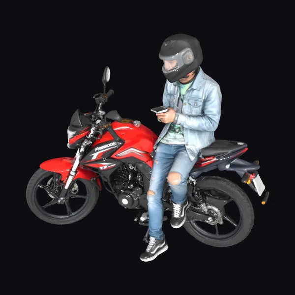 Biker on Red Motorcycle