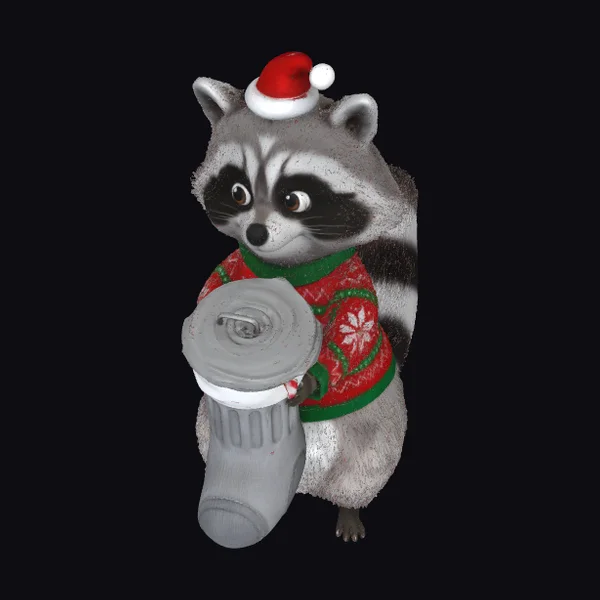 Raccoon in Christmas Sweater