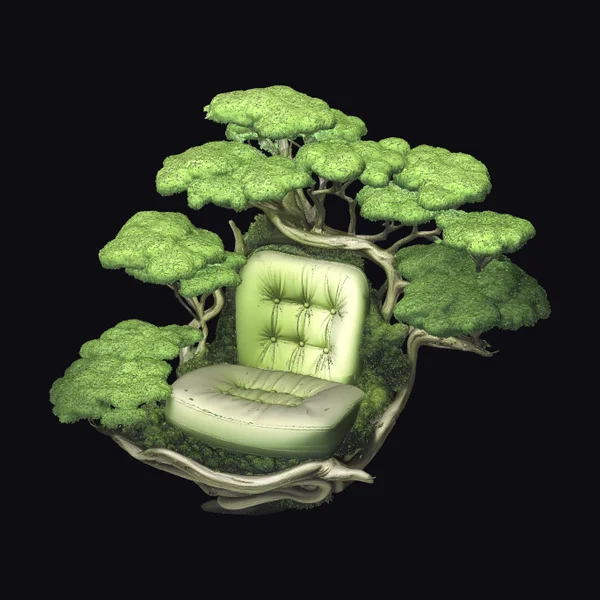 Green Tufted Mossy Throne