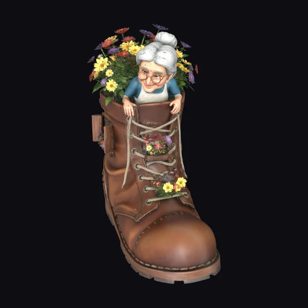 Grandma in Flower Boot
