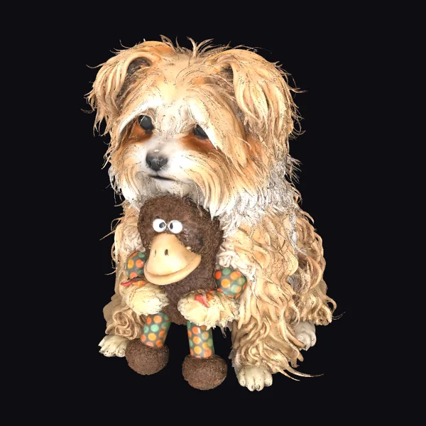 Dog with Toy Monkey